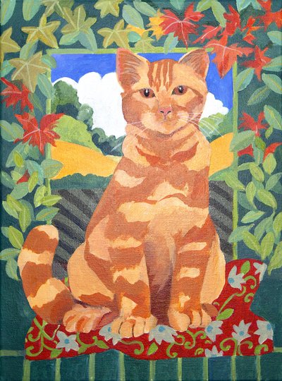 猫，2014（丙烯酸画布） 作者 詹妮弗·阿博特