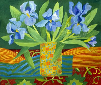 鸢尾花，2014 年（丙烯酸画布） 作者 詹妮弗·阿博特