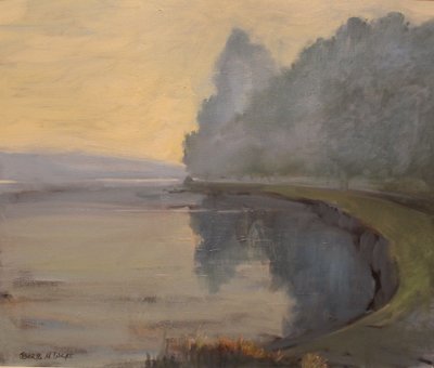 Batson小河Salcombe，清早，在帆布的油，2016年 作者 詹妮弗赖特