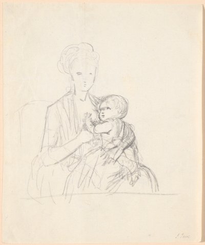 索菲-玛格达琳-拉本伯爵夫人（女）与长子的肖像草稿，生于 1784 年 作者 詹斯·尤尔