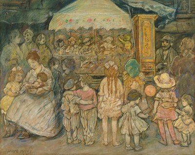 旋转木马，c.1924（纸上粉彩） 作者 杰罗姆·迈尔斯（Jerome Myers）