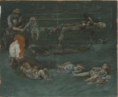 晚上的公园长椅，1909年。 作者 杰罗姆·迈尔斯（Jerome Myers）