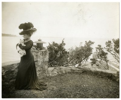 埃拉-惠勒-威尔考克斯在康涅狄格州的Sound海滩，约1905-11年（明胶银照片）。 作者 杰西·塔伯·比尔斯（Jessie Tarbox Beals）