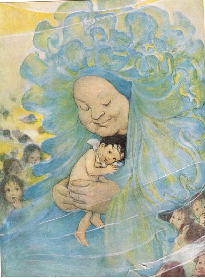 Doasyouwouldbedoneby夫人，查尔斯-金斯利牧师为 "水宝宝 "创作的插图（彩色石版印刷）。 作者 杰西·威尔考克斯·史密斯