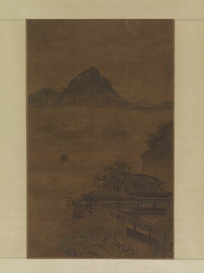 春烟阁（水墨设色金丝绢本） 作者 江源