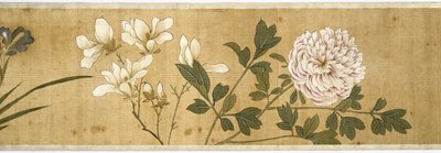 一百朵花，17世纪初（彩绘丝绸）（细节） 作者 Jiayan Chen