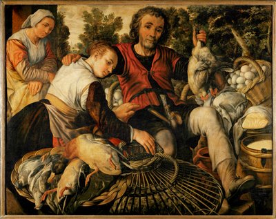 集市上的农民（橡木上的绘画） 作者 约阿希姆·比克勒（Joachim Bueckelaer）