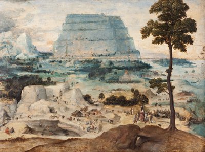 建造巴别塔，约 1550 年（画板油画） 作者 约阿希姆·帕蒂尼（Joachim Patinir）