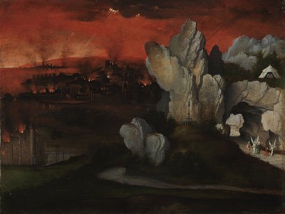 景观与所多玛和蛾摩拉的灭亡c。 1520 作者 约阿希姆·帕蒂尼（Joachim Patinir）