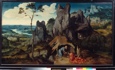 约阿希姆·帕蒂尼尔 (Joachim Patinir) 的《沙漠中的圣杰罗姆》 (1485-1524) 作者 约阿希姆·帕蒂尼（Joachim Patinir）