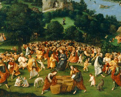 面包的倍增......（布面油画） 作者 约阿希姆·帕蒂尼（Joachim Patinir）