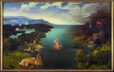 Styx Charon (Caron) 在他在冥界的船上的通过。 Joachim Patinir (Skater) (1485-1524) (ec.flam.) 作画 太阳 0,64x1,03 m 马德里，普拉多博物馆 作者 约阿希姆·帕蒂尼（Joachim Patinir）