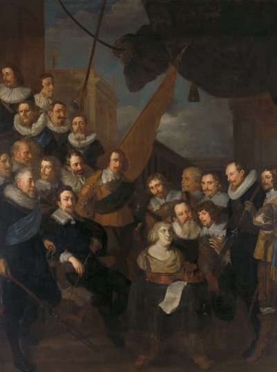 第十九区阿姆斯特丹公民卫队在Cornelis Bicker船长和弗雷德里克·范·班切姆中尉的领导下，准备于1638年9月接待Marie de“Medici，1640年 作者 约阿希姆·冯·桑德拉特