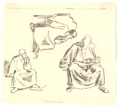 对一个坐着的大胡子男人的三幅研究。索尔 作者 乔金·弗雷德里克·斯科夫加德