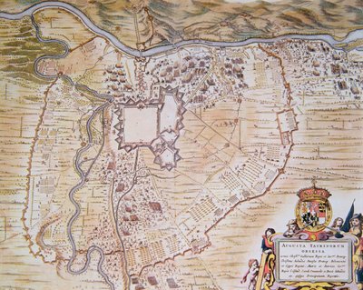 1640 年围城期间的都灵城堡平面图（彩色石版画） 作者 琼（后）布劳