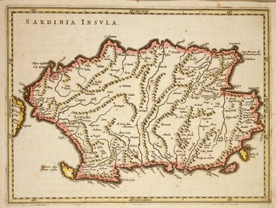 撒丁岛地区地图，作者：Joan Blaeu 作者 琼·布劳