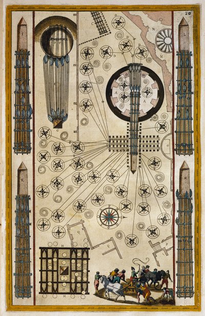 移动方尖碑的绞盘，雕刻自Theatrum civitatum et admirandorum Italiae，作者Joan Baleu（1596-1673）。 作者 琼·布劳