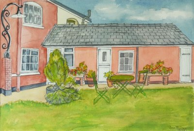 Back Garden，Red Cottage Studios，Suffolk，2000铅笔，水色洗 作者 琼·瑟西