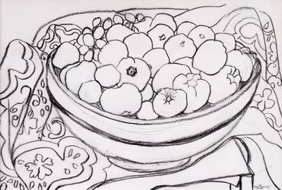 Quince in a Large Bowl，2000，graphite 作者 琼·瑟西