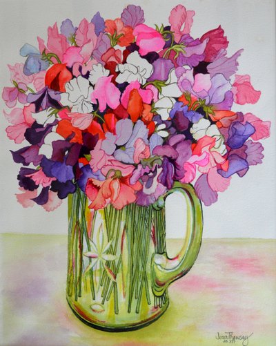 在一个玻璃水罐的甜豌豆，2011年 作者 琼·瑟西