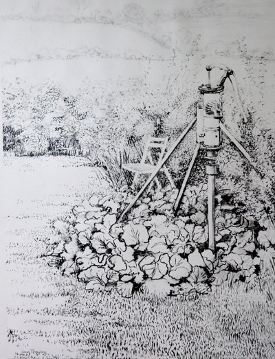 花园泵，1973年（木炭） 作者 琼·瑟西