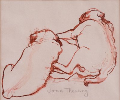 两个帕格小狗，兄弟，2005年，（湿纸上的墨水） 作者 琼·瑟西