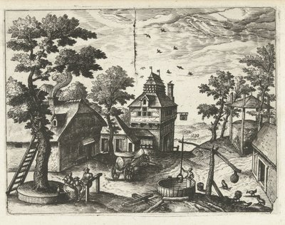 客栈有井 风景、海景和富有想象力的城市景观（系列标题） 作者 Lucas van Doetechum (归因于)