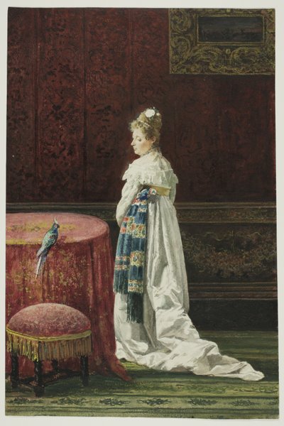 养绿鹦鹉的女人 作者 华金·阿格拉索特·胡安（Joaquin Agrasot y Juan）