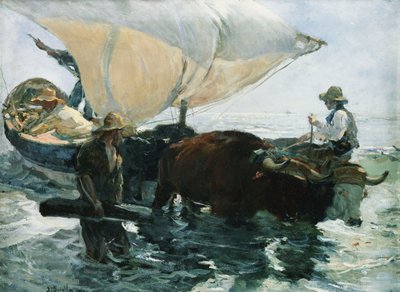 钓鱼归来，1893年 作者 华金·索罗拉