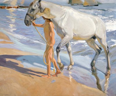 洗马，1909年 作者 Joaquín Sorolla