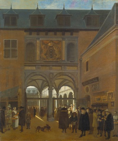 The Stock Exchange in Amsterdam, c.1675-80 (oil on canvas) 作者 乔布克海德（Job Berckheyde）