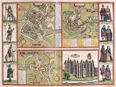 约克、什鲁斯伯里、兰开斯特和英国里士满城堡 作者 乔多克·洪迪斯（Jodocus Hondius）