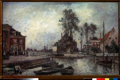 Quai du canal（运河堤坝）。约翰-巴托尔德-容金德（1819-1891 年）的画作 作者 约翰·巴索德·琼金德（Johan Barthold Jongkind）