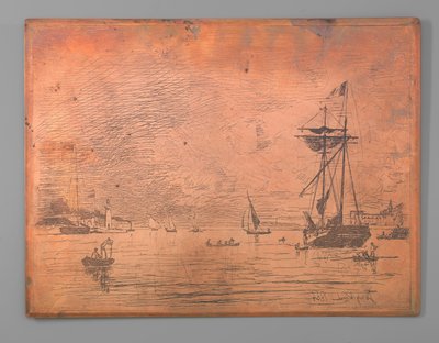 昂弗勒港 作者 Johan Barthold Jongkind（艺术家签名）