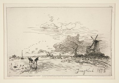 Canal de Hollande, pr?s de Rotterdam (Hiver) [荷兰运河，鹿特丹附近（冬季）]。 作者 约翰·巴索德·琼金德（Johan Barthold Jongkind）