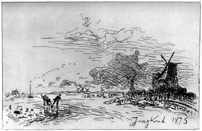 鹿特丹运河，鹿特丹附近的运河c1830-1890 1924 作者 约翰·巴索德·琼金德（Johan Barthold Jongkind）