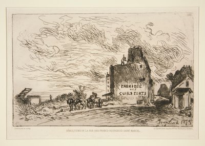 法兰西-布尔乔亚-圣马赛尔街的拆迁 (Demolition at Rue des Francs-Bourgeois Saint-Marcel) 作者 约翰·巴索德·琼金德（Johan Barthold Jongkind）