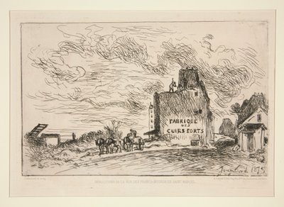 法兰西-布尔乔亚-圣马赛尔街的拆迁 (Demolition at Rue des Francs-Bourgeois Saint-Marcel) 作者 约翰·巴索德·琼金德（Johan Barthold Jongkind）