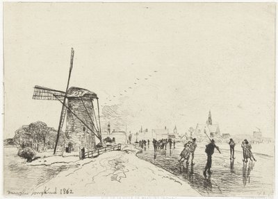 马斯吕伊风景
Vue de la ville de Maaslins (Hollande) （标题在实物上） 作者 约翰·巴索德·琼金德（Johan Barthold Jongkind）