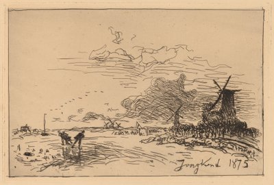 荷兰运河，靠近鹿特丹（Canal de Hollande, pres de Rotterdam (Hiver)）。 作者 约翰·巴索德·琼金德（Johan Barthold Jongkind）