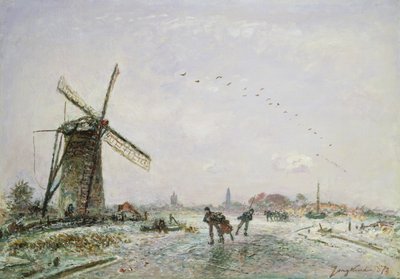 荷兰的滑冰运动员，1872年 作者 约翰·巴索德·琼金德（Johan Barthold Jongkind）