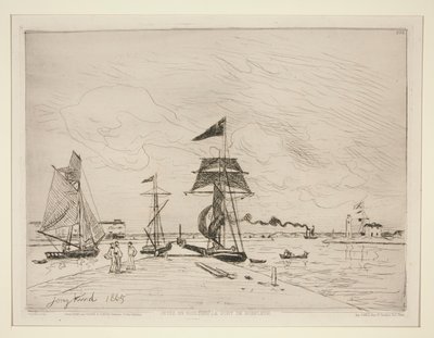 昂弗勒尔港的木质栈桥（Jet?e en Bois dans le Port de Honfleur） 作者 约翰·巴索德·琼金德（Johan Barthold Jongkind）