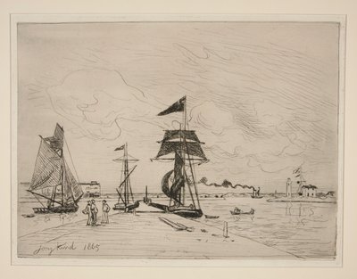 昂弗勒尔港的木质栈桥（Jet?e en Bois dans le Port de Honfleur） 作者 约翰·巴索德·琼金德（Johan Barthold Jongkind）