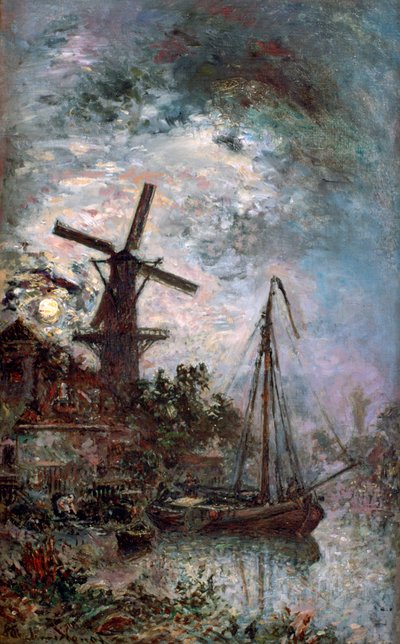 磨坊风景，1888年 作者 约翰·巴索德·琼金德（Johan Barthold Jongkind）