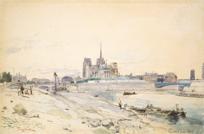 从杜内尔河岸看到的巴黎圣母院 作者 约翰·巴索德·琼金德（Johan Barthold Jongkind）