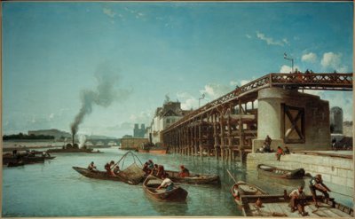 巴黎，塞纳河上的海港大桥（Le Pont de l&39;Estacade） 作者 约翰·巴索德·琼金德（Johan Barthold Jongkind）