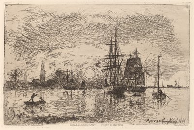 安特卫普港夕阳西下 作者 约翰·巴索德·琼金德（Johan Barthold Jongkind）