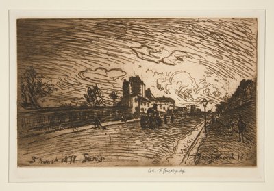 Sortie de la Maison Cochin (Faubourg Saint-Jacques) [科钦故居出口（圣雅克广场）] [Exit from the Cochin House (Faubourg Saint-Jacques) 作者 约翰·巴索德·琼金德（Johan Barthold Jongkind）
