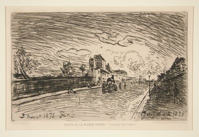 Sortie de la Maison Cochin (Faubourg Saint-Jacques) [科钦故居出口（圣雅克广场）] [Exit from the Cochin House (Faubourg Saint-Jacques) 作者 约翰·巴索德·琼金德（Johan Barthold Jongkind）