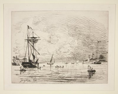 Sortie du Port de Honfleur（从昂弗勒港出境） 作者 约翰·巴索德·琼金德（Johan Barthold Jongkind）